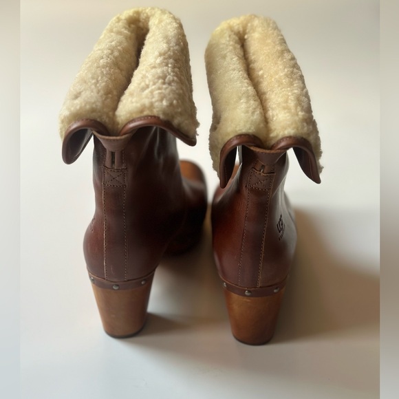 UGG LEATHER LYNNEA CLOG SHEARLING LINED BOOTS - Picture 6 of 7